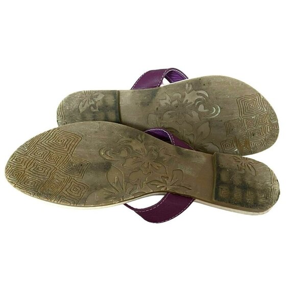 Stefani Collection Lily Flat Sandals Plum Purple Floral Slip-On Slides Sz 8.5M - Picture 5 of 6